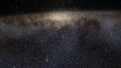 Wall Mural - Spaceship travelling at the speed of light through a galaxy in space. Billions of stars in the Milky Way or Andromeda galaxy