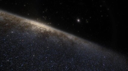 Wall Mural - Spaceship travelling at the speed of light through a galaxy in space. Billions of stars in the Milky Way or Andromeda galaxy