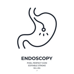Wall Mural - endoscopy editable stroke outline icon isolated on white background flat vector illustration. pixel 