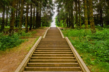 A Long Stone Staircase Leading Up To The Park.