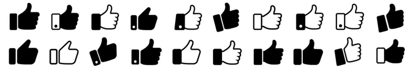 set thumb up icon vector. finger up symbol. i like sign isolated on white background - vector illust