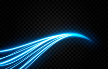 Vector Glowing Light Lines. Neon Light, Electric Light, Light Effect Png. Blue Line Png, Magical Glow, Shine.	