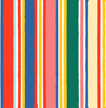 Seamless Stripe Pattern, Hand Drawn Stripes Modern Vector Background. Girly Brush Stroke, Grunge Paint Lines, Watercolor Illustration