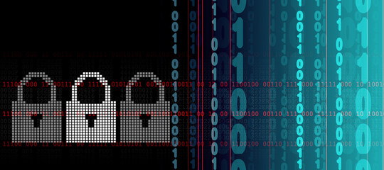 2d illustration Safety concept: Closed Padlock on digital background