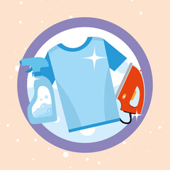 Poster - Laundry tshirt detergent spray and iron