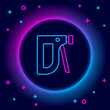 Glowing neon line Construction stapler icon isolated on black background. Working tool. Colorful outline concept. Vector