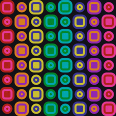 Fototapete - Cartoon rounded shapes ornament. Vector repeated colorful tiles.