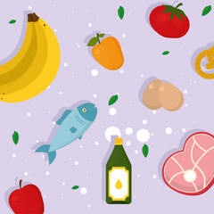 Wall Mural - healthy food icons