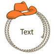 Rope frame with Cowboy hat and cowboy boot. Vector vintage illustration of Cowboy Ranch Concept isolated on white.