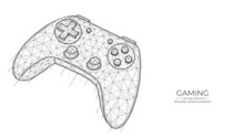 Gaming Concept. Joystick For Video Games Low Poly Design. Polygonal Vector Illustration Of A Game Controller On A White Background.