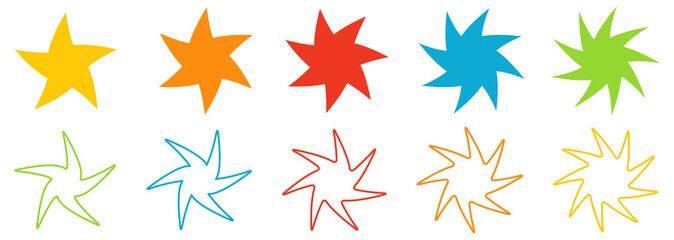 Wall Mural - Star with distorted, slightly twisted spikes, version with five to nine points