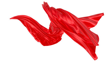 Wall Mural - Beautiful flowing fabric of red wavy silk or satin. 3d rendering image.