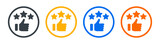 Fototapeta  - Recommendation icon. Thumb up with 3 stars sign symbol. Vector illustration.