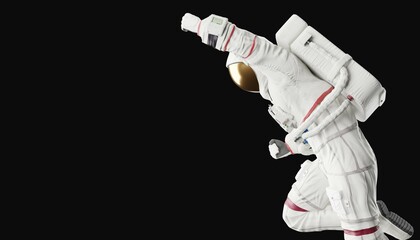 Wall Mural - astronaut posing like space parson in-universe 3d render with black background