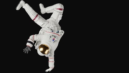 Wall Mural - astronaut posing like space parson in-universe 3d render with black background