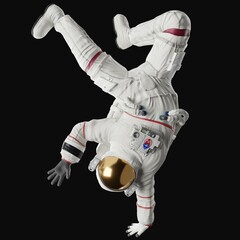 Wall Mural - astronaut posing like space parson in-universe 3d render with black background