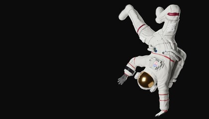 Wall Mural - astronaut posing like space parson in-universe 3d render with black background