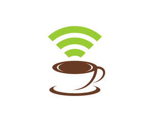 Wall Mural - Network connection symbol on the coffee cup