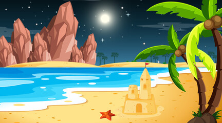 Wall Mural - Tropical beach landscape at night scene