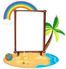 Wall Mural - Empty banner template in beach scene isolated