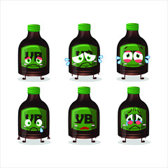 Wall Mural - New beer bottle cartoon character with sad expression. Vector illustration