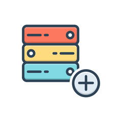 Color illustration icon for data add 