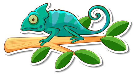 Wall Mural - Chameleon lizard standing on a branch sticker