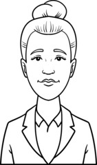 Wall Mural - monochrome comic drawing of a businesswoman. avatar, outline, vector.