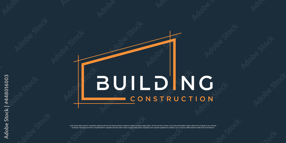 Building logo template with minimalist line art concept Premium Vector ...