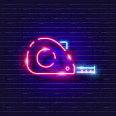 Poster - Building Ruler roulette neon icon. Vector illustration for design. Repair tool glowing sign. Construction tools concept.