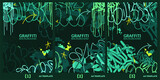 Fototapeta Młodzieżowe - Dark Abstract Flat Urban Street Art Graffiti Style A4 Poster Vector Illustration Art Template Background Set
