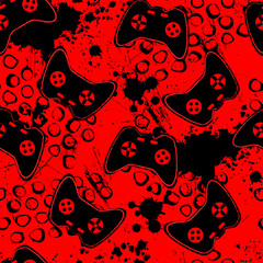 Wall Mural - Cool print for guys with black joysticks and blots. Seamless pattern for textiles