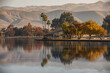 Morning view of Lake Ming in Bakersfield, California, USA.