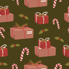 Wall Mural - Merry christmas seamless pattern for fabric, linen, textile and wallpaper