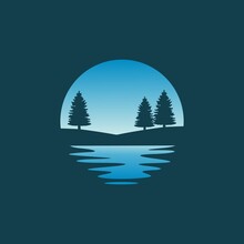 Pine Tree Silhouette Logo Design Vector Illustration	