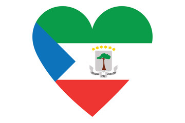 Wall Mural - Equatorial Guinea flag of heart shape isolated on white background