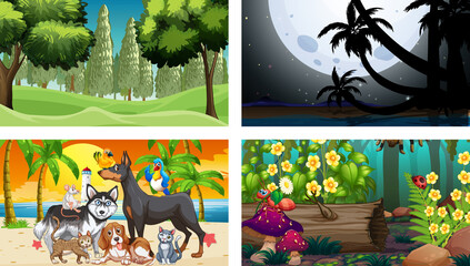 Sticker - Four different nature horizontal scene