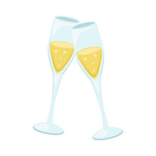 Toast Glasses Sign Emoji Icon Illustration. Champagne Celebration  Vector Symbol Emoticon Design Clip Art Sign Comic Style.