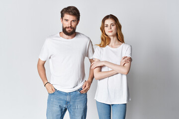 young couple fashion white t-shirt mocap advertising