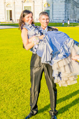 Poster - Groom picking up his Wife in Pisa