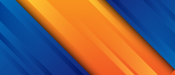 Wall Mural - abstract blue orange background with realistic papercut