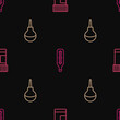 © Kostiantyn - Set line Medicine bottle and pills, Enema and Medical thermometer on seamless pattern. Vector