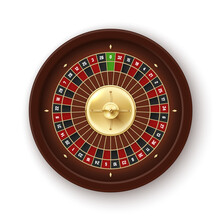 Top View Realistic Casino Roulette Vector Illustration. Gambling Wheel Betting Fortune Risk Game