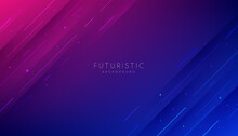Abstract Dark Blue And Pink Purple Gradient Futuristic Background With Diagonal Stripe Lines And Glowing Dot. Modern And Simple Banner Design. Can Use For Business Presentation, Poster, Template.