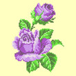vector art cross stitch purple rose