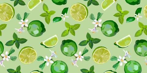  Lime and mint seamless pattern