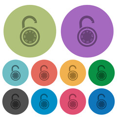 Poster - Unlocked round combination lock color darker flat icons