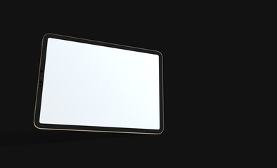 Photo Black tablet computer with blank 3d black background