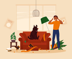 Poster - Flat Naughty Dog Illustration