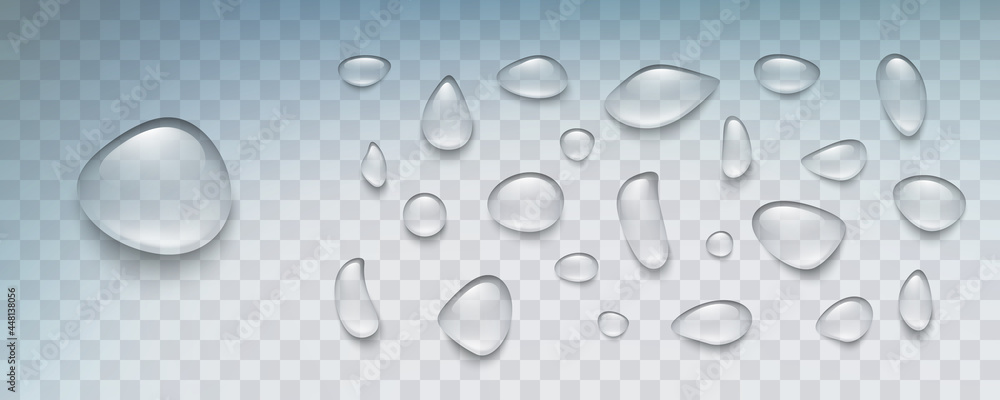 Water rain drop set isolated on transparent background. Realistic ...